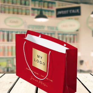Rotes Gold Geschäft-Logo-Papier-Einkaufstasche Große Geschenktüte