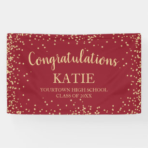Rotes Gold Glitter Abschluss Gratulation Banner