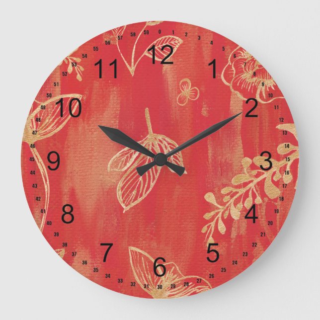 Rotes Gold Große Wanduhr (Vorderseite)