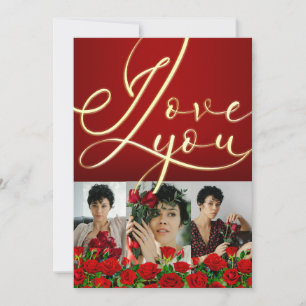 Rotes Gold Ich liebe Dich Rotes Valentins Foto Co Feiertagskarte
