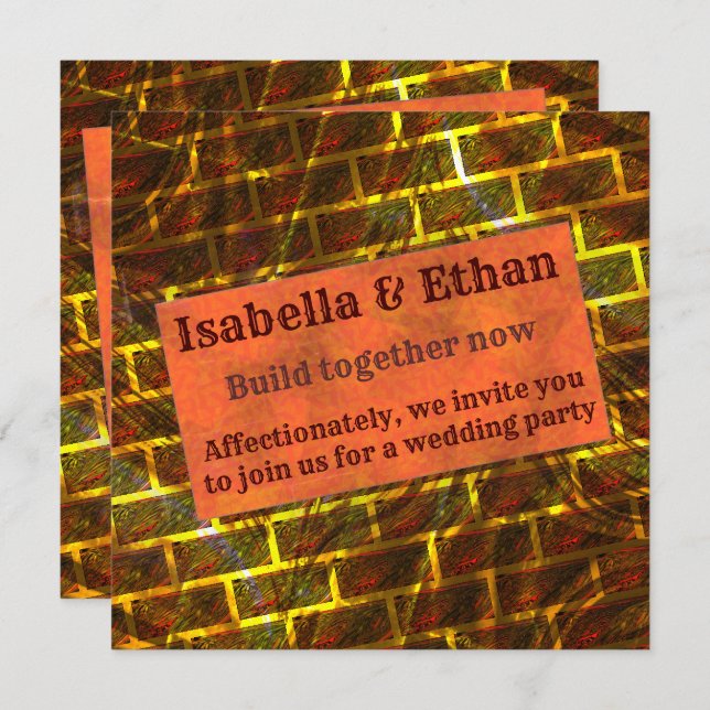 Rotes Gold, Kratzer, Gitter- oder Ziegeleffekt Einladung (Vorne/Hinten)