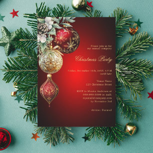 Rotes Gold Mitarbeiter Geschäft Weihnachtsfeier Einladung