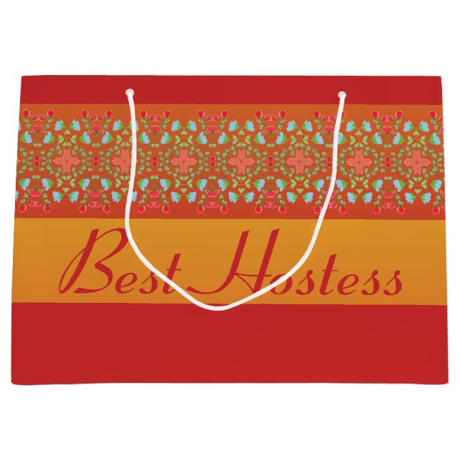 Rotes Gold, Orange und Gelb Große Geschenktüte (Vorderseite)