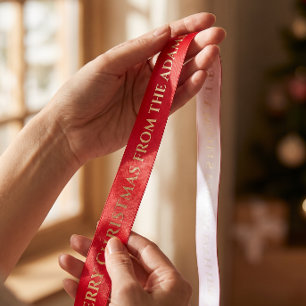 Rotes Gold Personalisiertes Frohe Weihnachten Sati Satinband