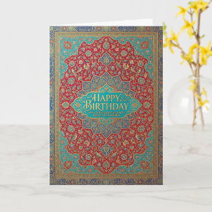 Rotes Gold Verziertes Mandala Elegantes Happy Birt Karte
