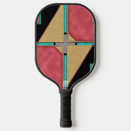 Rotes, goldenes, türkisfarbenes Cyberpunk-Art-Déco Pickleball Schläger
