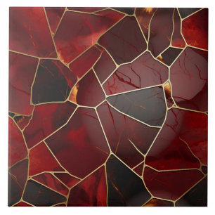 Rotes Goldmarmor-Mosaik, digitale Illustration Fliese