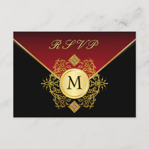 Rotes Goldschwarz-Geburtstags-Jahrestags-Hochzeit RSVP Karte