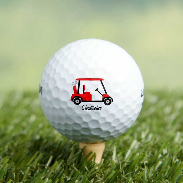 Rotes Golf Buggy Design Golfball (Insitu T-Shirt)