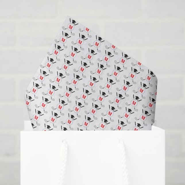 Rotes Golf-Themen-Abschluss-Monogramm-Muster Seidenpapier (Geschenktüte)