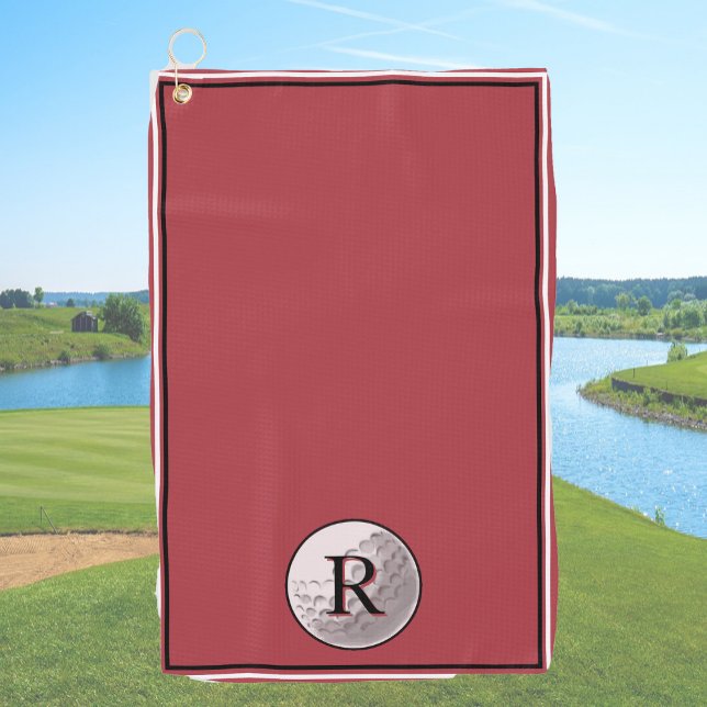 Rotes Golfball-Monogramm individuell für Männer Golfhandtuch (Von Creator hochgeladen)