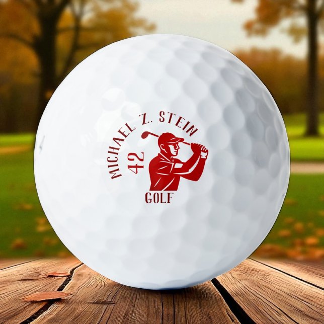 Rotes Golfspieler-Icon, Name und Alter Golfball (Von Creator hochgeladen)
