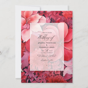 Rotes Gradient-Blumen-Herbsthochzeit Einladung