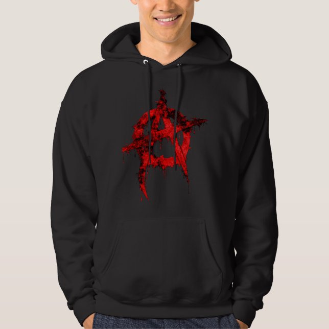Rotes Graffiti-Anarchie-Symbol Hoodie (Vorderseite)