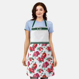 Rotes Granatapfel-Orchard-Multifunktionsdruckmonog Schürze