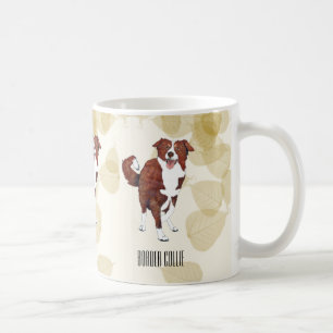 Rotes Grenzcollie-TAN-Blätter Tasse