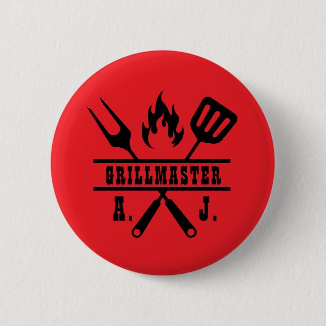 Rotes Grillmeister-Werkzeug  Button (Vorderseite)