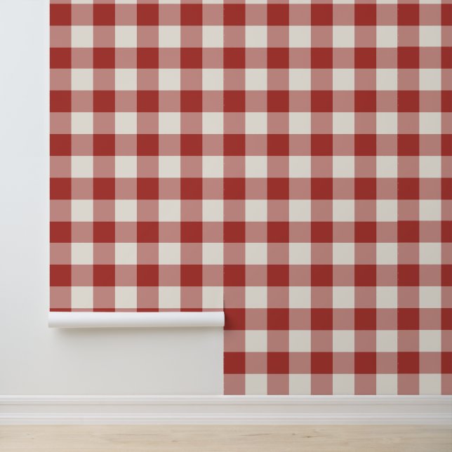 Rotes großes kariertes Gingham Tapete (Anwendung)