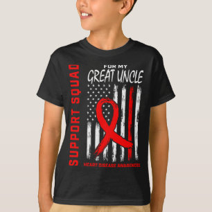 Rotes Großonkel-Herzkrankheit-Bewusstseinsflagge-D T-Shirt