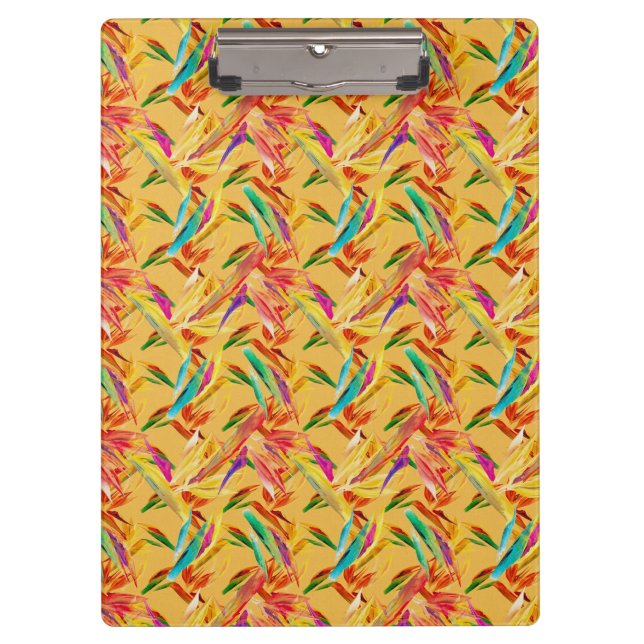 Rotes Grün Blau Lila Abstrakte Flora Klemmbrett (Vorderseite)