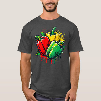 Rotes Grün und Gelb Paprika T-Shirt