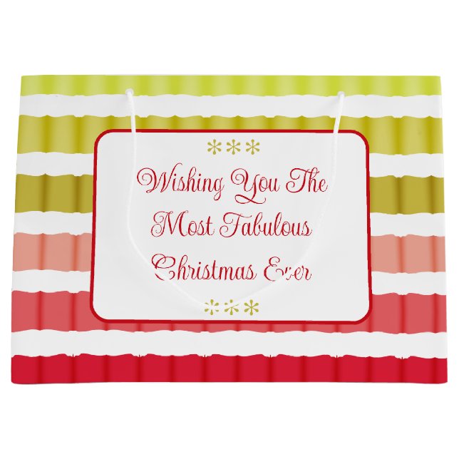 Rotes Grün und goldener Streifen wie Gemusterter U Große Geschenktüte (Vorderseite)