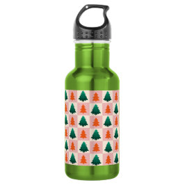 Rotes grünes Aquarell Frohe Weihnachtsbaummuster Edelstahlflasche