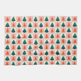 Rotes grünes Aquarell Frohe Weihnachtsbaummuster Geschirrtuch