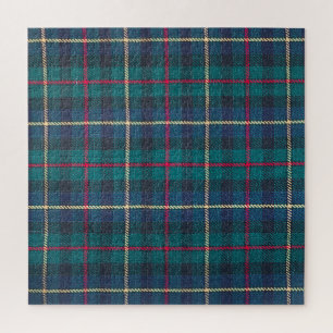 Rotes, grünes, blaues schottisches Tartan-Muster. Puzzle