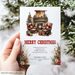 Rotes grünes Cowboy-Weihnachtsgrußkartendesign Feiertagskarte