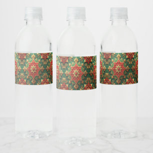 Rotes grünes dekoratives Fest Wasserflaschenetikett