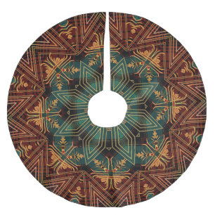 Rotes Grünes Dekoratives Holiday Tree Skirt Polyester Weihnachtsbaumdecke