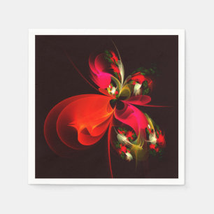 Rotes grünes florales modernes abstraktes Kunstmus Serviette