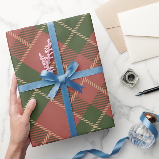 Rotes grünes Karomuster-Wrap-Papier Geschenkpapier (Schenken)