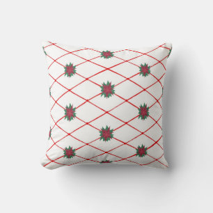 Rotes grünes Poinsettias kreuz Muster Kissen