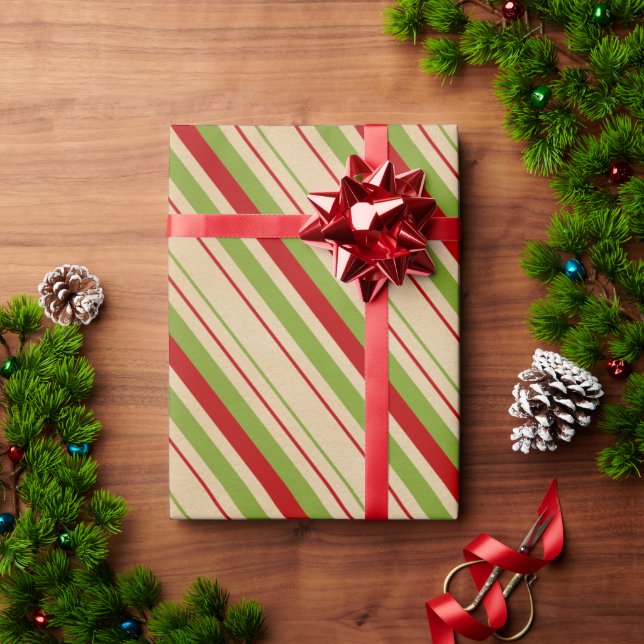 rotes grünes Streifenpapier Geschenkpapier (Feiertagsgeschenk)