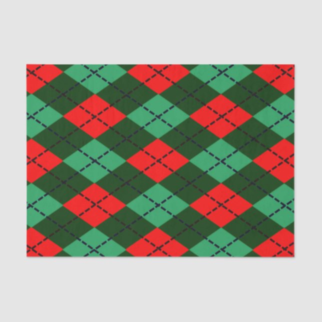 Rotes grünes Tartan-Papierpapier Seidenpapier (Vorderseite)