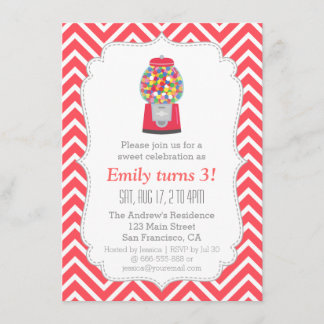 Rotes Gumball Einladung