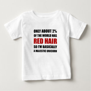 Rotes Haar-majestätisches Einhorn Baby T-shirt