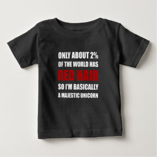 Rotes Haar-majestätisches Einhorn Baby T-shirt