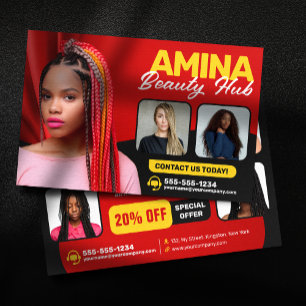 Rotes Haar & Schönheitssalon Flechterin Haarstylis Flyer