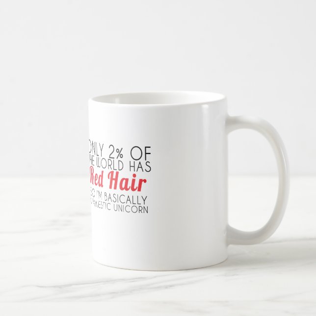 Rotes Haarmajestätische Unicorn-Text-Tasse Kaffeetasse (Rechts)