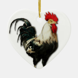 Rotes Hahn-Huhn fertigen besonders an Keramikornament