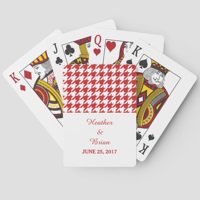 Rotes Hahnentrittmuster Hochzeitskarten Spielkarten (Rückseite)