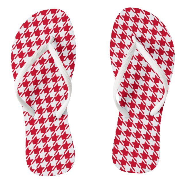 Rotes Hahnentrittmuster Wiederholungsmuster Flip Flops (Fußbett)