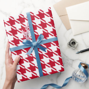 Rotes Hahnentrittmuster Wiederholungsmuster Geschenkpapier