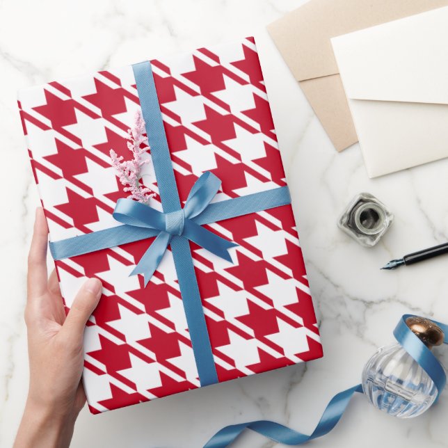 Rotes Hahnentrittmuster Wiederholungsmuster Geschenkpapier (Schenken)