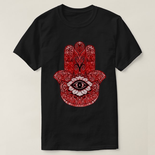 Rotes Hamsa Symbol-Indie Kunst-Grafik-T-Shirt T-Shirt (Design vorne)