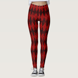 Rotes Harlequin Diamond-Raute Leggings