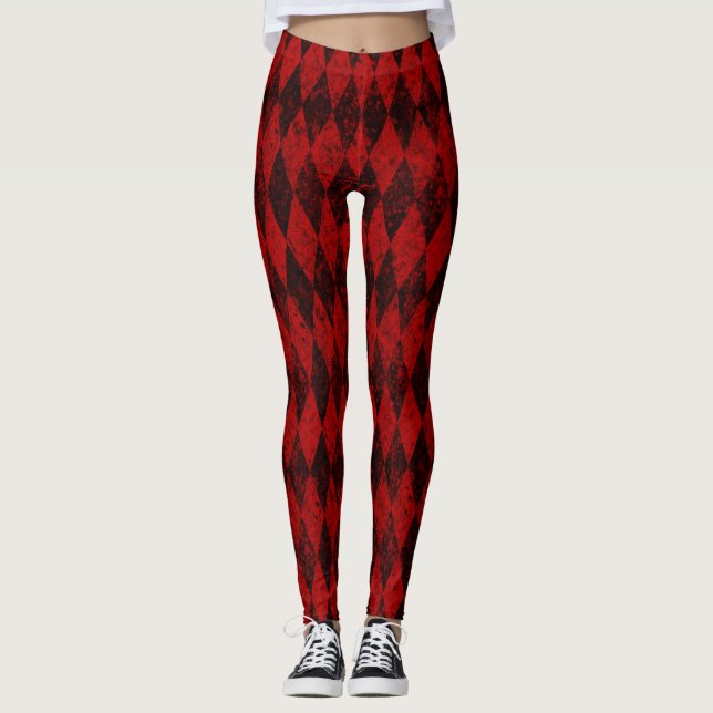 Rotes Harlequin Diamond-Raute Leggings (Vorderseite)